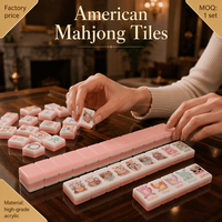 Tuiles de Mahjong roses d'hiver, thème océan nacré, pour Halloween et Noël, ensemble de tuiles de Mahjong américaines pour les fêtes de Noël