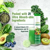Comprimés effervescents multivitaminés pour adultes avec superaliments verts pour la santé digestive