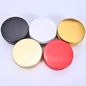 Round Metal Storage Tins Screw Cap Black White Gold Red Yellow Gift Craft <b>Containers</b> - Product Image 1