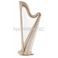 Harpe vintage à 47 cordes, gamme supérieure G - 7ème octave C, avec archet, cordes de marque et chariot à harpe à pédale étendue - Ensemble