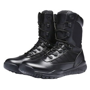 Botte tactique professionnelle pour <span class=keywords><strong>homme</strong></span> en cuir véritable et tissu en maille EVA noir, imperméable, pour la <span class=keywords><strong>randonnée</strong></span> en plein air en hiver - Product Image 1