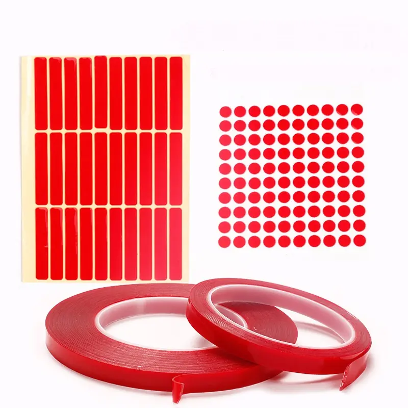 Autocollants adhésifs réutilisables transparents rouges pour ongles ruban adhésif double face transparent acrylique pour poser sur les ongles