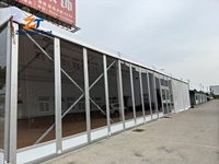 Tente de réception en verre transparent avec structure en alliage d'aluminium, auvent résistant aux intempéries, ignifuge, toutes saisons, pour centre commercial, pop-up extérieur