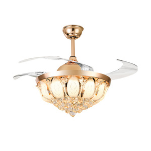 Invisible Fan Light Lotus Crystal LED Ceiling Fan Light For Living Room Bedroom 10-15 Sqm - Product Image 2