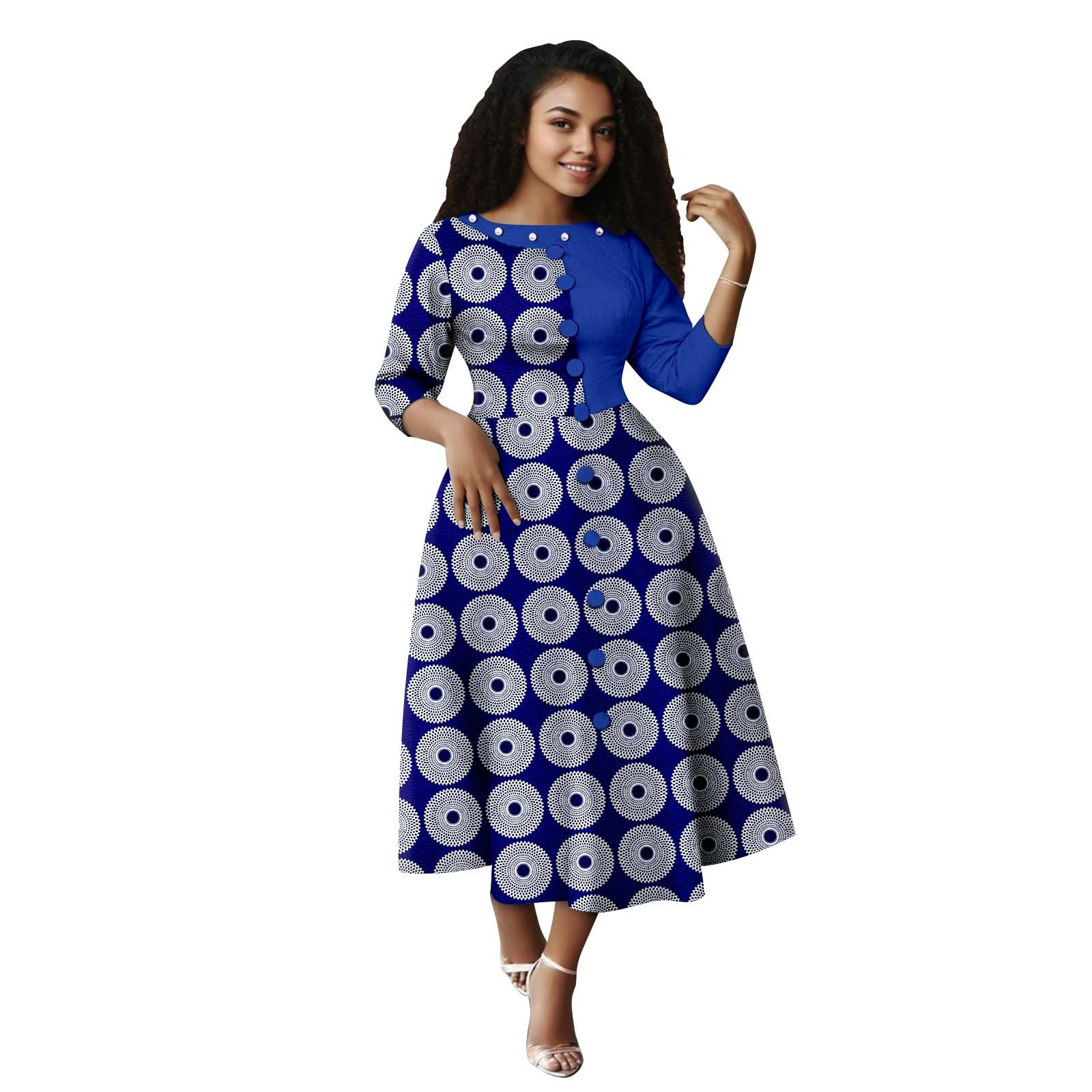 knee length dresses for ladies Sade Ankara Print Midi Dress main image 0
