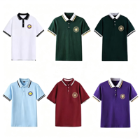 Camisas Polo de Algodón Piqué con Cuello Personalizado, Manga Corta, Uniformes para Niños de Primaria