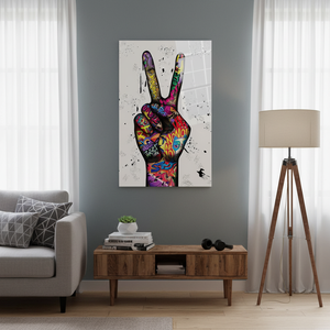Art graffiti signe de la paix : Décoration murale personnalisée sur toile imprimée, ART SUR VERRE TÉRMÉTRAL - Product Image 3