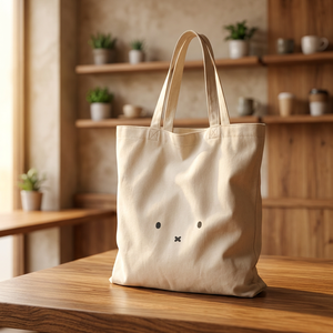 Bolsa de Tela Grande Personalizada con Logotipo Bordado, Linda, 100% Algodón, con Cierre de Botón y Cremallera y Ribete Verde - Product Image 2