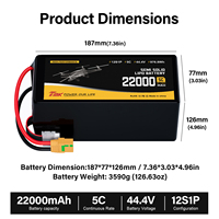 Meilleures ventes Batterie semi-solide haute qualité pour drone RC, 500 cycles, certifiée CE, 22000mAh 44.4V 12S1P, décharge continue 5C
