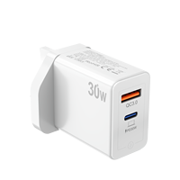 Caricabatterie per Accessori Telefoni Cellulari PD30W QC3.0 2-in-1 Caricatore da Muro Ricarica Rapida USB Tipo-C Adattatore da Viaggio con Spina EU/UK/AU/US