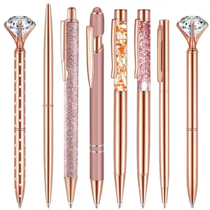 Rose gold 8PCS set custom metal ballpoint pens custom pens with custom logo stationery