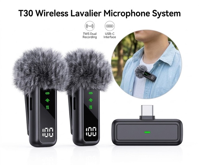 Wireless Lavalier Microphone for iPhone Android DSLR Camera Smartphone Gaming Youtube Video Recording Streaming