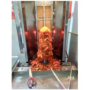 Shawarma Mesin Pemanggang Gas Doner Kebab Vertikal Otomatis Berputar BBQ Grill