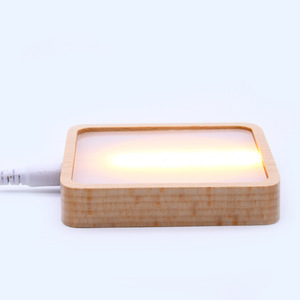 Lampe de table carrée en bois, lampe de table LED créative, lampes LED <span class=keywords><strong>3D</strong></span> en bois, lampes de nuit carrées LED, éclairage domestique, décoration de chambre - Product Image 3