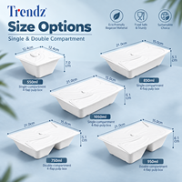 Trendz Grande Capacité Biodégradable Bagasse Salade Pâtes Sandwich Emballage Léger Boîte À Lunch Restaurant Conteneur Alimentaire À Emporter