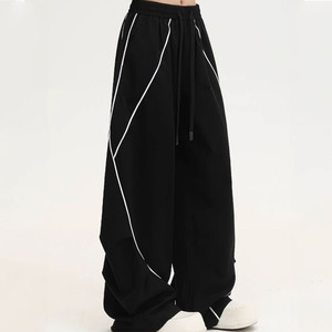 Pantalon de survêtement ample pour homme, rayé, sur mesure par le fabricant, coupe droite, jambe large, taille élastique, 100% coton respirant, décontracté, en molleton - Product Image 5