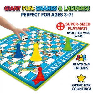 <span class=keywords><strong>Jeu</strong></span> <span class=keywords><strong>de</strong></span> Serpents et Échelles Géant en Plastique avec Grands Dés en Mousse – <span class=keywords><strong>Jeu</strong></span> <span class=keywords><strong>de</strong></span> Société Éducatif Portable et Facile à Jouer pour les Réunions <span class=keywords><strong>de</strong></span> Famille - Product Image 1