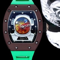 Nouvelle Montre Mécanique Tendance 2026 avec Boîtier Tonneau en Céramique, Verre Saphir, Bracelet en Cuir 24mm et Résistance à l'Eau 3 ATM
