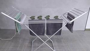 מכונת כביסה מתקפל נייד מתקפל טמפרטורה בקר תזמון מרפסת מכונף עיצוב חומר מתכת מתלה מגבת מתלה - Product Image 5