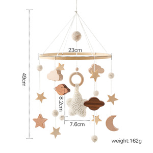 Estrellas, Luna, nubes, carillón de viento de madera, decoración sencilla para habitación de bebé con perchas para cuna de recién nacido, adornos de cumpleaños móviles - Product Image 6