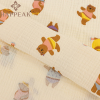 HAPPEAK Offres Spéciales Mousseline Tissus Ours Impression Coton Léger Double Gaze Tissu Matériel pour Vêtement
