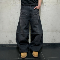 Pantalon en jean baggy évasé déchiré vintage de haute qualité en coton, avec logo personnalisé, délavé, à échantillonnage rapide, pour fabricants