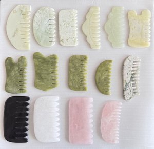 เครื่องมือความงามหินอัญมณีธรรมชาติหวีหยกกัวซา - Product Image 1