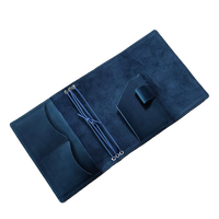 Housse de carnet portable en cuir véritable pliable avec cordon élastique et impression en relief