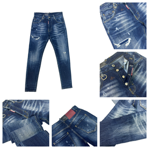 <span class=keywords><strong>Jeans</strong></span> Vintage da <span class=keywords><strong>Uomo</strong></span> <span class=keywords><strong>Slim</strong></span> Fit a <span class=keywords><strong>Vita</strong></span> <span class=keywords><strong>Bassa</strong></span> con Effetto Stropicciato e Distressed, Set in Denim Lavabile in Cotone e Spandex per Streetwear - Product Image 5
