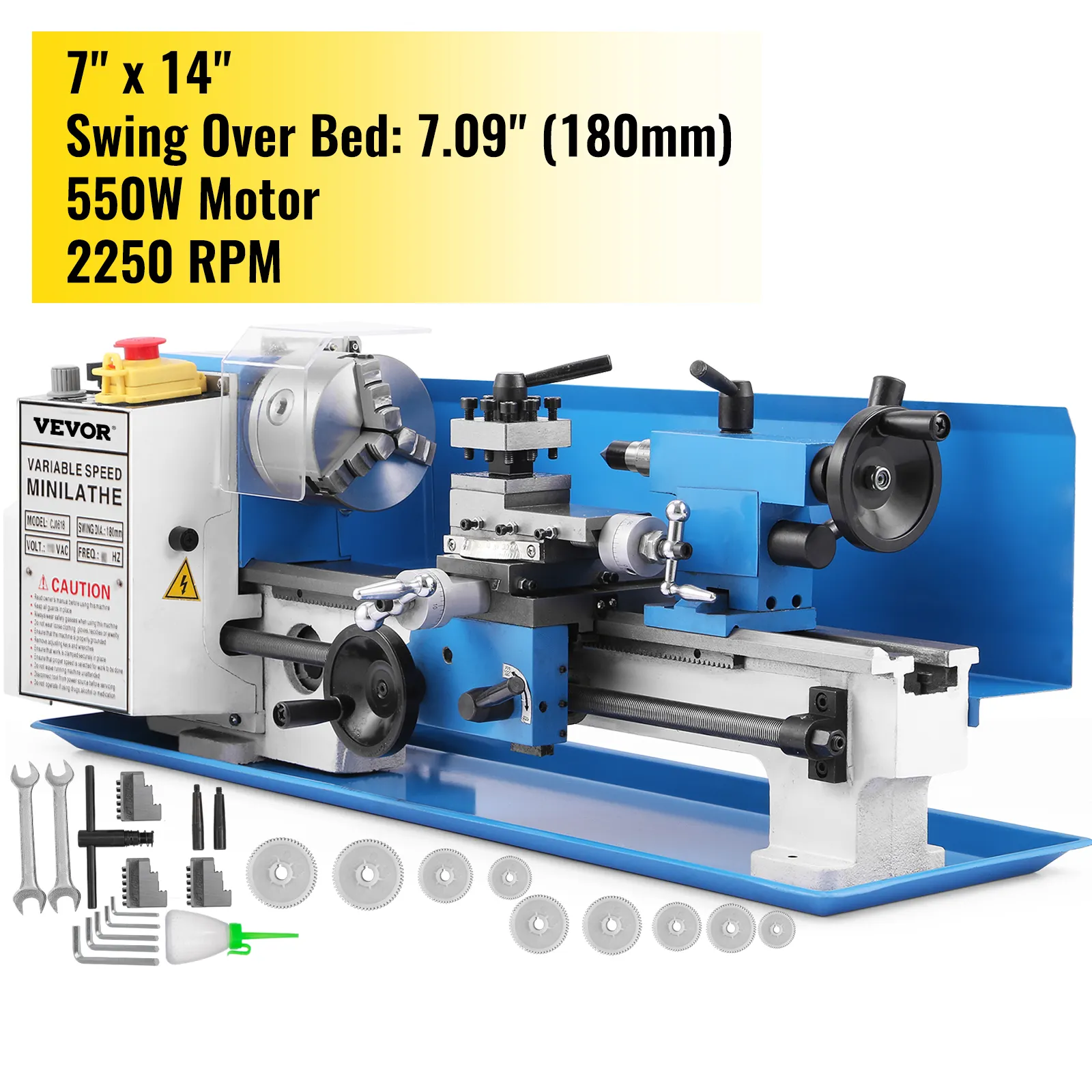 Centra: 14 "(350Mm) Schommel Boven Bed: 7" (180Mm) Precisie Mini Draaibank 7 "X 14" Metaalbewerking Mini Metalen Draaibank Machine