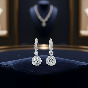 Orecchini E3604 in Oro Bianco con Diamanti Taglio Brillante Rotondo Colore D Certificati GIA Gioielli Classici da Donna per Matrimonio - Product Image 2