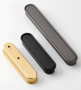 Modern Minimalist Zinc Alloy Recessed Kitchen Handles Rectangle Pearl Grey Concealed <b>Drawer</b> <b>Pulls</b> for High-End Cabinets - Product Image 1