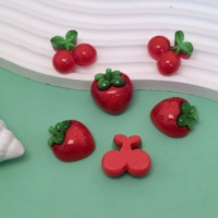 Dekorasi Seni Buah Resin Kawaii Baru 3D Aksesoris Gantungan Resin Stroberi Ceri