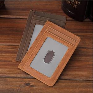 Porta carte d'identità in pelle di cavallo pazzo tascabile sottile di marca OEM <span class=keywords><strong>portafogli</strong></span> porta carte da uomo sottili - Product Image 3