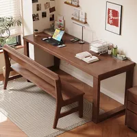 Bureau double en bois massif pour la maison, bureau d'étude pour deux personnes, bureau d'ordinateur extensible DB10 #   Chine