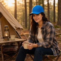Casquette de baseball structurée respirante à 6 panneaux, visière pré-courbée, ventilation découpée au laser, 100 % polyester imperméable pour les sports de plein air