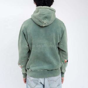 Sudadera con Capucha Extra Grande de Algodón para Hombre, Estilo Vintage, Lavado Ácido, con Logotipo Personalizado, Diseño con Salpicaduras de Pintura Verde - Product Image 3
