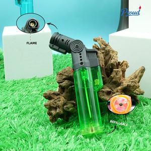 Encendedor de Butano de Plástico al por Mayor, Encendedor de Triple Chorro Ajustable, Encendedor de Cigarros Resistente al Viento, Encendedor Tipo Pistola - Product Image 5