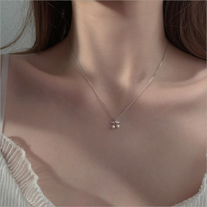 Sweet Cherry Pearl Necklace AAA Grade Fruit Shape Clavicle Chain For Women Everyday Wear Minimalist Style - Product Image 1