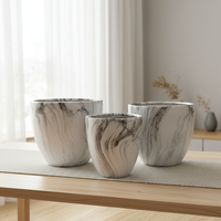 QUNHAO G002 Pot Bunga Keramik Marmer Modern Buatan Tangan, Pot Dekoratif untuk Taman & Bonsai, Ukiran Tangan, Dikemas dalam Karton untuk Penggunaan di Rumah