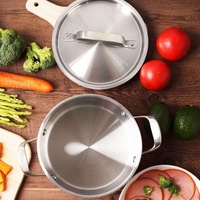 Marmite en acier inoxydable 8QT avec couvercle en verre, compatible induction, batterie de cuisine écologique sans revêtement antiadhésif, passe au lave-vaisselle et au four