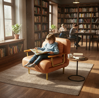 Canapé-lit pliant du fabricant avec dossier réglable 6 niveaux, pieds de support cachés, hauteur d'assise 45 cm, accoudoir droit, faible MOQ, pour centre commercial