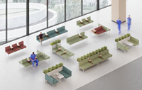 Banc d'attente modulaire de luxe pour hôpitaux avec tables de séparation intégrées pour la réception des cliniques et des halls d'accueil