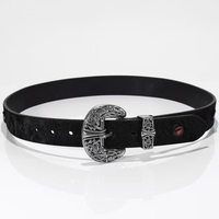 Ceinture en cuir véritable haut de gamme avec décorations accrocheuses, style punk tendance, pour femme