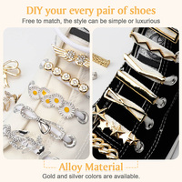 WEGOODZF Décorations de chaussures DIY tendance : Breloques en métal, perles, fleurs, papillons, strass et cristaux pour lacets de baskets, sandales et sabots