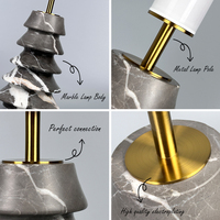 Lampe de table moderne en marbre avec abat-jour en tissu blanc, rechargeable, flexible, à commande tactile, source de lumière LED, intensité réglable