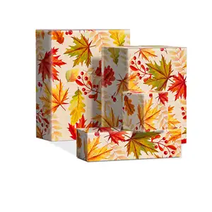 Thanksgiving Day Decoration Maple Leaf Pattern Outono Papel De Embrulho De Presente Para Papel De Envoltório De Presente