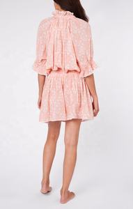 Merry Pretty — robe courte en coton, couleur rose, imprimé Floral, avec col droit, tunique chic Rac Edge et nœud frontal, pour l'été - Product Image 3