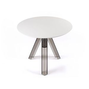 Tavolo tondo in policarbonato trasparente con diametro superiore bianco 90/120 cm (modello OM000B) - Product Image 5