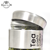 Pot de stockage avec couvercle, verre de revêtement en acier inoxydable, sucre des aliments, thé et café, livraison gratuite